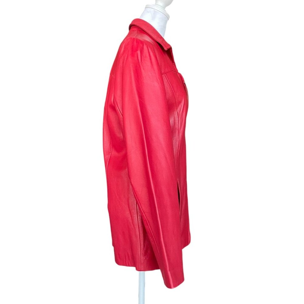 Alfani Y2K Red Lambskin Leather Zip Jacket – Size XL - Picture 3 of 12